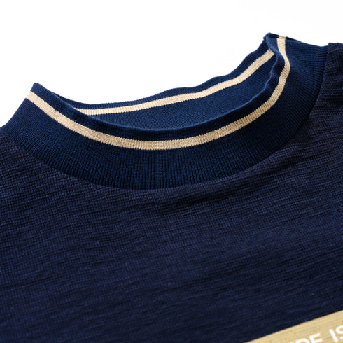 リブ襟 モックネックシャツ