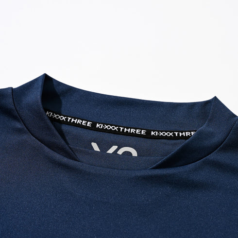 【UNISEX】切り替え襟 グラフィックモックネックシャツ