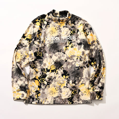 KX3オリジナル フラワープリント 起毛(ブラッシュド) モックネック シャツ