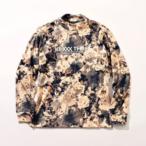 KX3オリジナル フラワープリント 起毛(ブラッシュド) モックネック シャツ