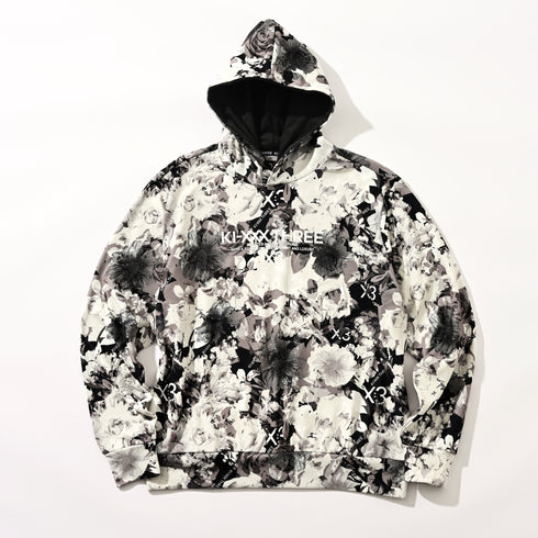 KX3オリジナル フラワープリント 起毛(ブラッシュド) フーディー