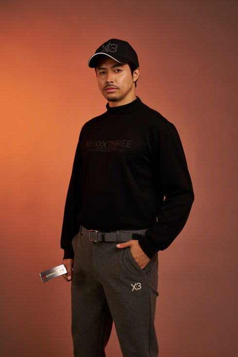 ダンボールニット ビックロゴ モックネック ロングスリーブ シャツ