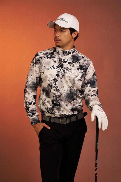 KX3オリジナル フラワープリント 起毛(ブラッシュド) モックネック シャツ