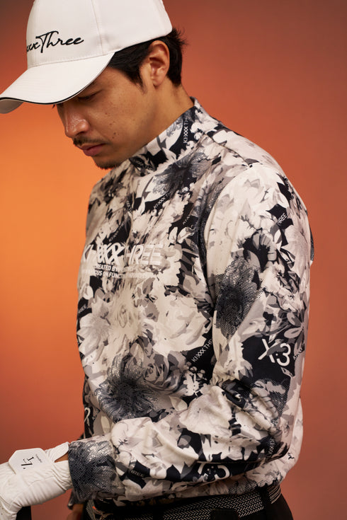 KX3オリジナル フラワープリント 起毛(ブラッシュド) モックネック シャツ