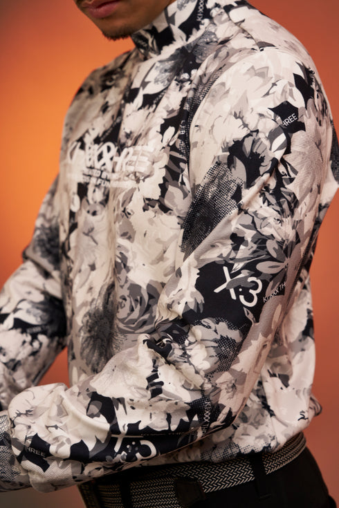 KX3オリジナル フラワープリント 起毛(ブラッシュド) モックネック シャツ