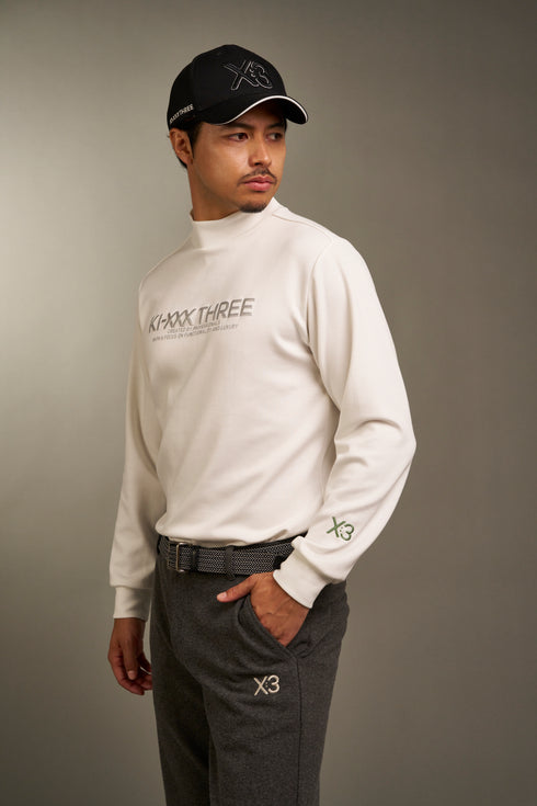 ダンボールニット ビックロゴ モックネック ロングスリーブ シャツ