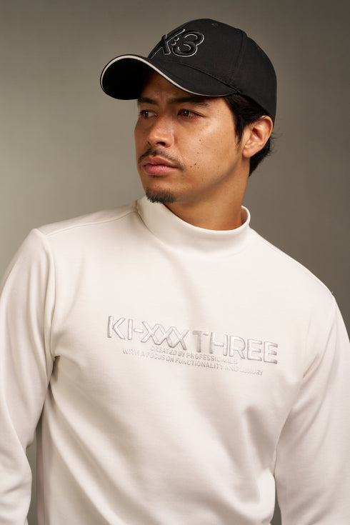 ダンボールニット ビックロゴ モックネック ロングスリーブ シャツ