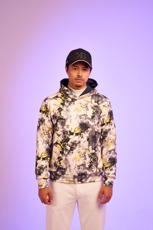 KX3オリジナル フラワープリント 起毛(ブラッシュド) フーディー