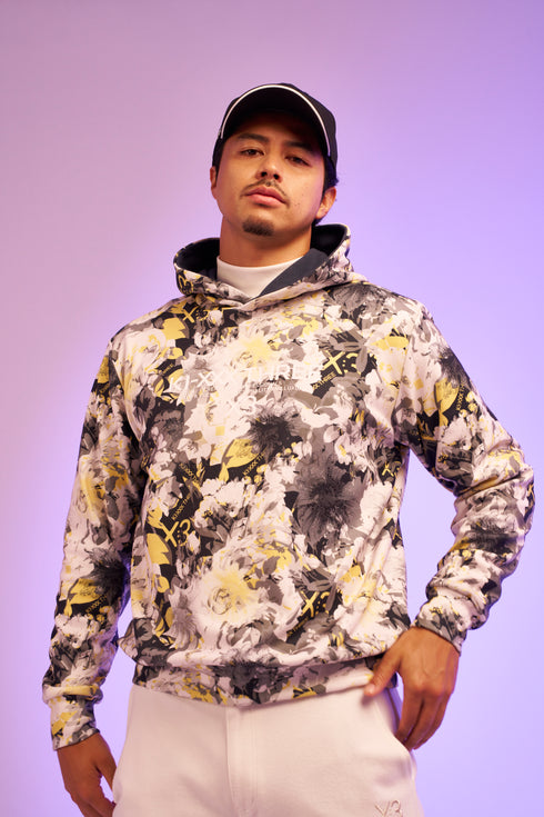 KX3オリジナル フラワープリント 起毛(ブラッシュド) フーディー