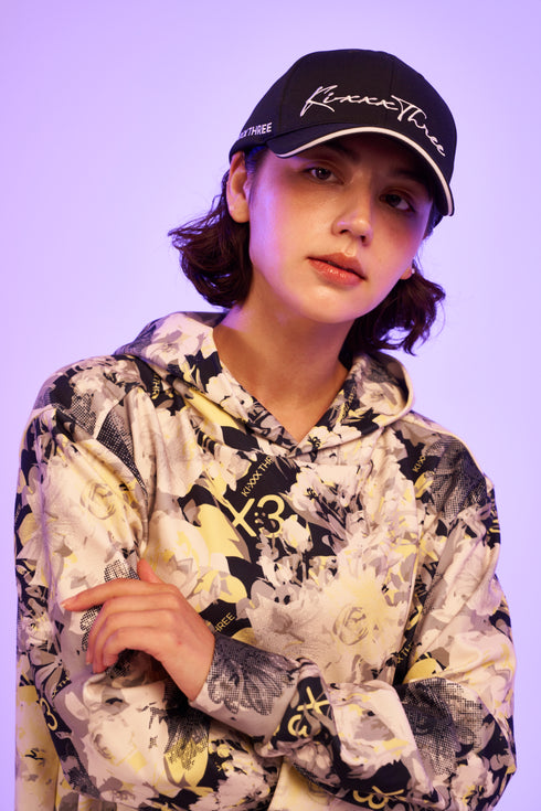 KX3オリジナル フラワープリント 起毛(ブラッシュド) フーディー