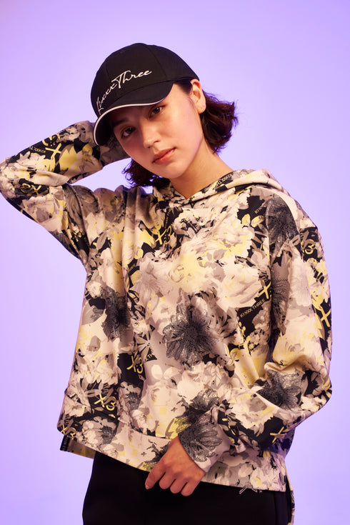 KX3オリジナル フラワープリント 起毛(ブラッシュド) フーディー