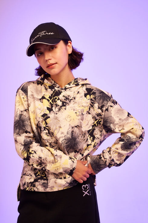 KX3オリジナル フラワープリント 起毛(ブラッシュド) フーディー