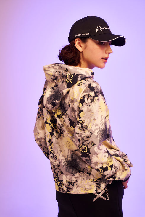 KX3オリジナル フラワープリント 起毛(ブラッシュド) フーディー